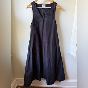 MATE Organic Poplin Tank‎ Pleated Dress Midi Baggy Oversized Black Pockets XS